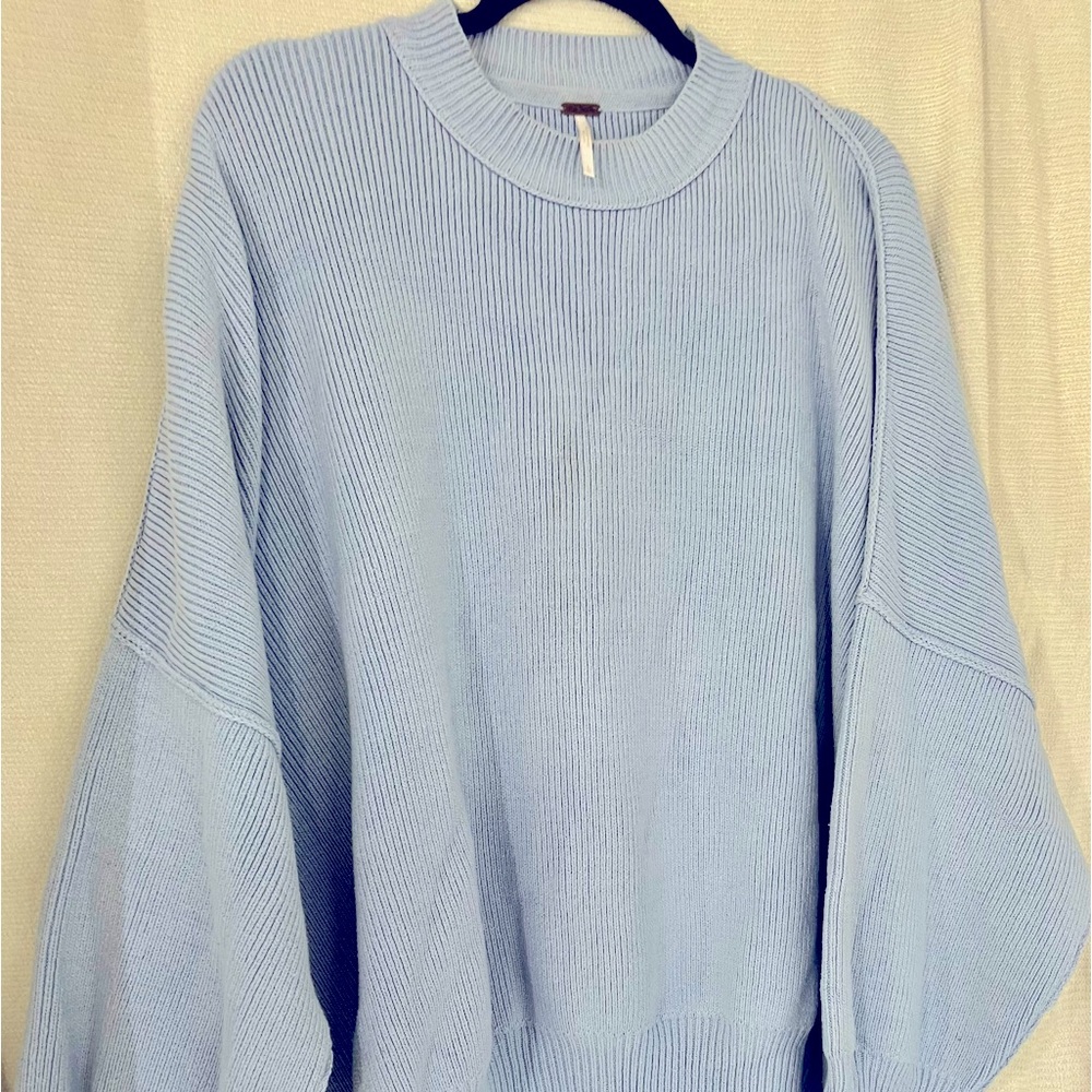 Free People live sky blue fisherman sweater, Size Large